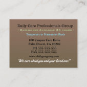 Caregiver Floral Friendly Beruflich Visitenkarte (Rückseite)