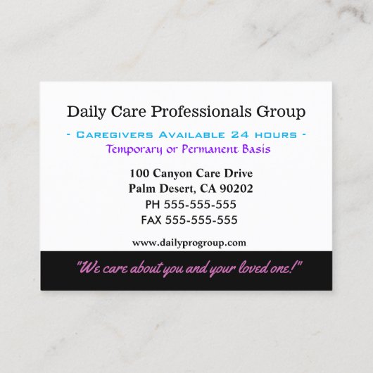 Caregiver Floral Friendly Helper Visitenkarte (Rückseite)