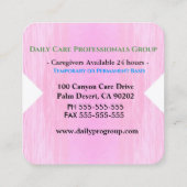 Caregiver-frisches quadratisches mit quadratische visitenkarte (Rückseite)