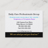 Caregiver Golden Lilly Beruflich Visitenkarte (Rückseite)