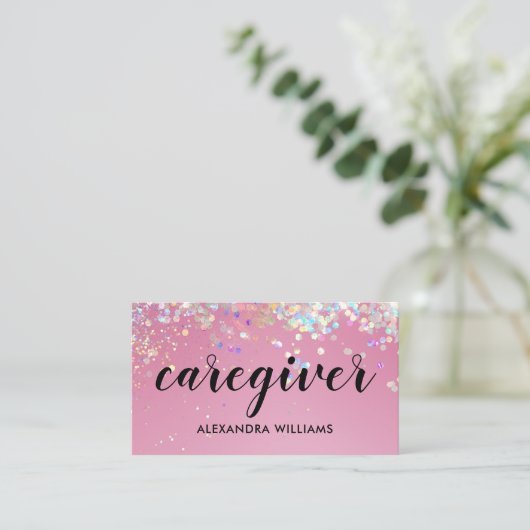 Caregiver Moderne Rose Gold Glitzer Medical Pink Visitenkarte (Stehend Vorderseite)