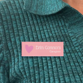Caregiver Nurse Pink Heart Namenschild