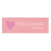 Caregiver Nurse Pink Heart Namenschild (Vorderseite)