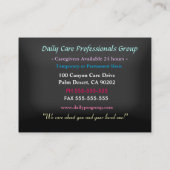 Caregiver Peony Pink Blume Freude Beruflich Visitenkarte (Rückseite)