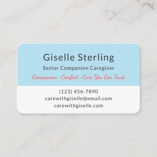 Caregiver Service Modern Home Help Visitenkarte (Vorderseite)