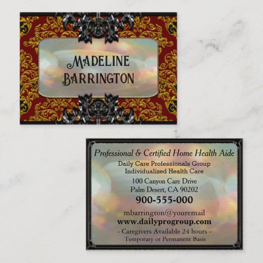 Caregiver Service Ruby Elegante Visitenkarte (Vorne/Hinten)