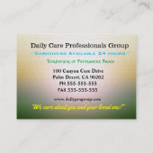 Caregiver Sincere Focus Friendly Beruflich Visitenkarte (Rückseite)