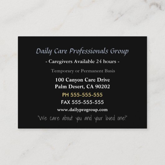 Caregiver Trust Dragonfly Schöne Beruflich Visitenkarte (Rückseite)