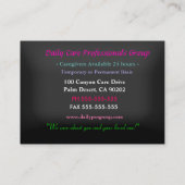 Caregiver Tulips glücklich Beruflich Visitenkarte (Rückseite)