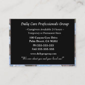 Caregiver, welche der Heide beruflich vertraut Visitenkarte (Rückseite)