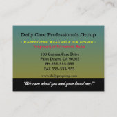 Caregiver Wertvoll Butterfly Girl Visitenkarte (Rückseite)