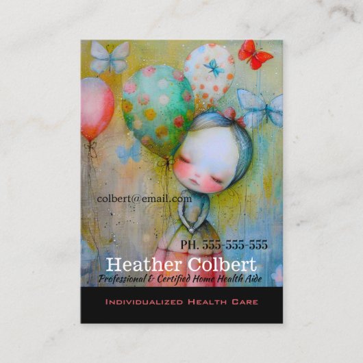Caregiver Wertvoll Butterfly Girl Visitenkarte (Vorderseite)