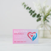 Caregiver Zuhause Help Companiship Square pink Visitenkarte (Stehend Vorderseite)