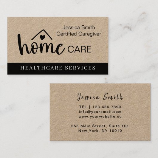 Caregiver Zuhause Help Company Visitenkarte (Vorne/Hinten)