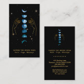 *~* Caress Moon Blue Aquamarin Phases + Hands Star Visitenkarte (Vorne/Hinten)