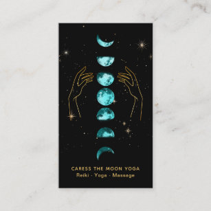 *~* Caress Moon Türkis Blue Phases + Hands Star Visitenkarte