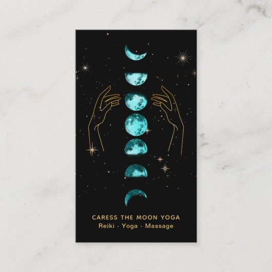 *~* Caress Moon Türkis Blue Phases + Hands Star Visitenkarte (Vorderseite)