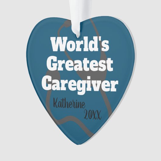 Cargiver Heart Shaped Blue Customized Weihnachten Ornament (Vorderseite)