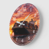 Cargo Ship Wall Clock — Industrial Maritime Design Große Wanduhr (Winkel)
