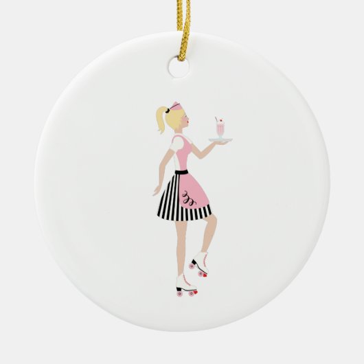 Carhop Girl Keramik Ornament (Vorne)