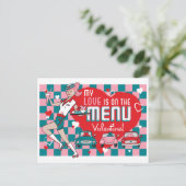 Carhop Retro Drive-In Valentine Postkarte (Stehend Vorderseite)