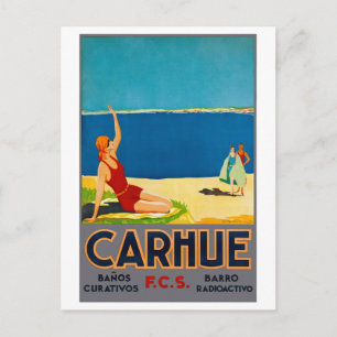 Carhue Argentina Vintage Reiseplakat Zurück Postkarte