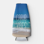 Carib Vibes Tropical Beach Türkis Wasser mit Namen Flaschenkühler (Vorderseite)