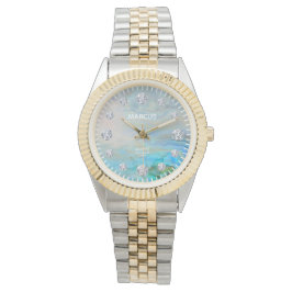 Caribbean Agate Diamond Dial Steel & Gold Bracelet Armbanduhr