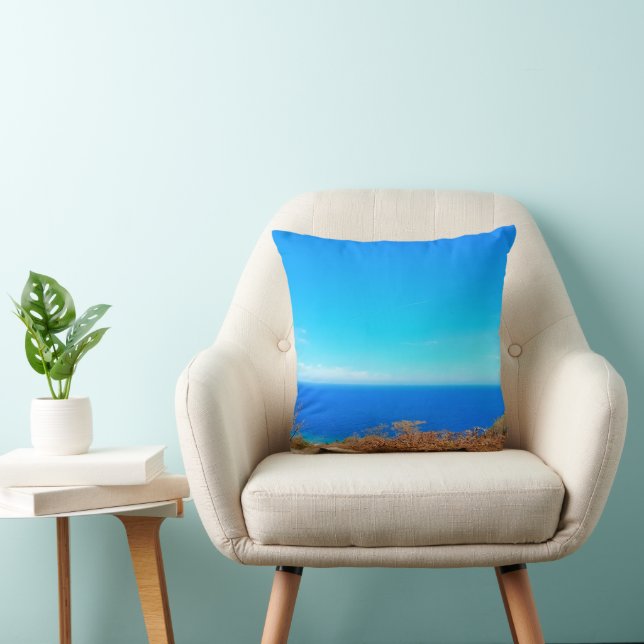 Caribbean Azure Bliss - Ocean View Throw Pillow Kissen (Stuhl )