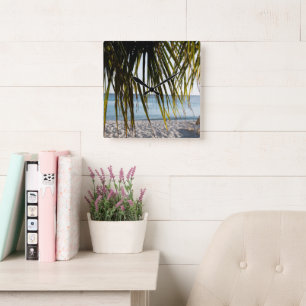 Caribbean Beach Bliss #6 #tropical #wall #art Quadratische Wanduhr
