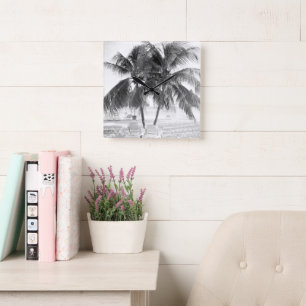 Caribbean Beach Bliss 8 #travel #art Quadratische Wanduhr