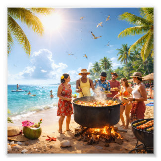 Caribbean Beach Feast Under the Golden Sun Fotodruck