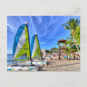 Caribbean Beach Footprints Feiertagspostkarte