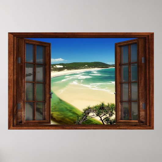Caribbean Beach French Window Illusion Poster (Vorne)