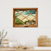 Caribbean Beach - Green Sea View Imitate Fake Wind Poster (Küche)