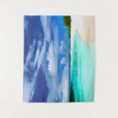 Caribbean Beach mit Deep Blue Summer Sky Wandteppich (Vorderseite)