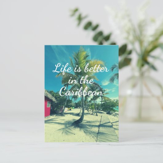 Caribbean Beach Postkarte (Stehend Vorderseite)