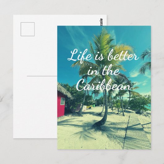 Caribbean Beach Postkarte (Vorne/Hinten)