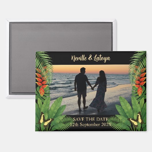 Caribbean Beach Wedding Tropical Save the Date Magnet (Vorderseite/Rückseite)