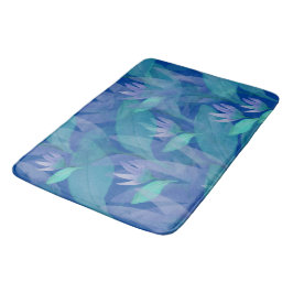 Caribbean Blue Green Watercolor Purple Blumen Badematte