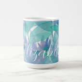 Caribbean Blue Green Wcolor Mit Monogramm Kaffeetasse (Mittel)