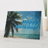 Caribbean Blue Happy Birthday Karte (Vorderseite)