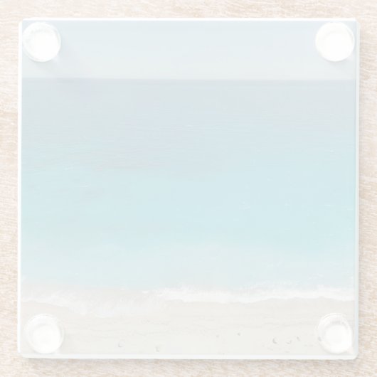 Caribbean Blue Sea and Shore Modern Glasuntersetzer (Rückseite)