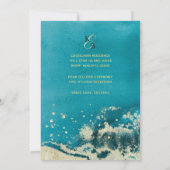 Caribbean Blue Sea Gold Coast Moderne Hochzeit Einladung (Rückseite)