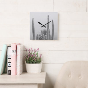Caribbean Cactus Grove Charm 2 #art #nature Quadratische Wanduhr