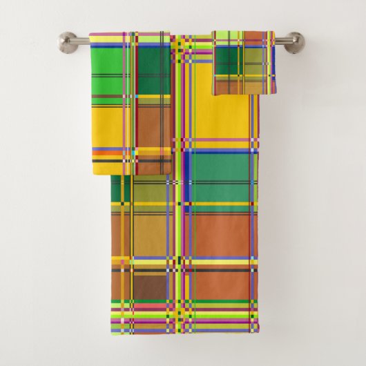 Caribbean Colorful Fabric Madras Tartan Badhandtuch Set (Insitu)