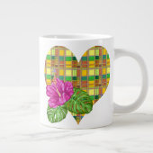 Caribbean Colorful Fabric Madras Tartan Jumbo-Tasse (Rechts)