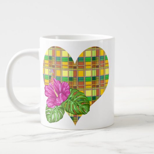 Caribbean Colorful Fabric Madras Tartan Jumbo-Tasse (Links)