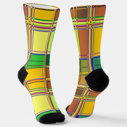 Caribbean Colorful Fabric Madras Tartan Socken (Gewinkelt)