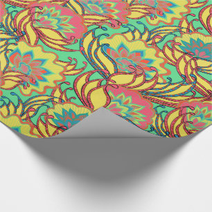 Caribbean Colors Boho Floral Geschenkpapier